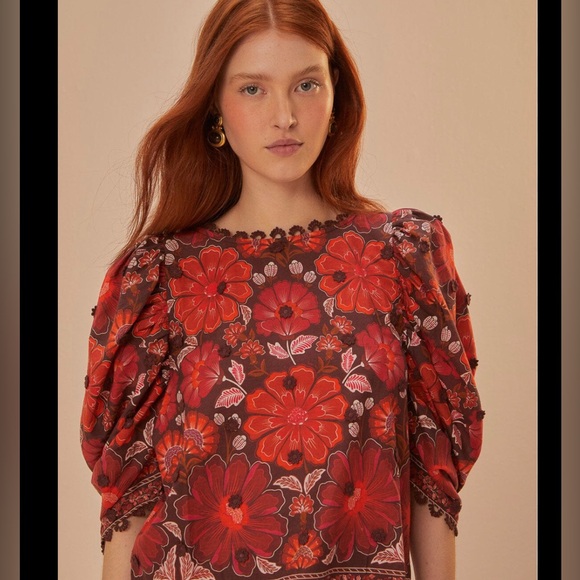 FarmRio  Gigi Tapestry Floral cotton top - Picture 1 of 5